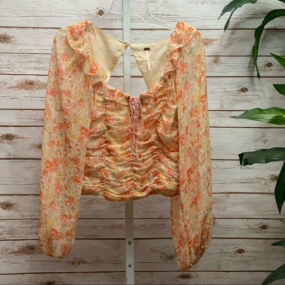 Free People Mabel Printed Blouse in Spring Combo - Picture 5 of 8